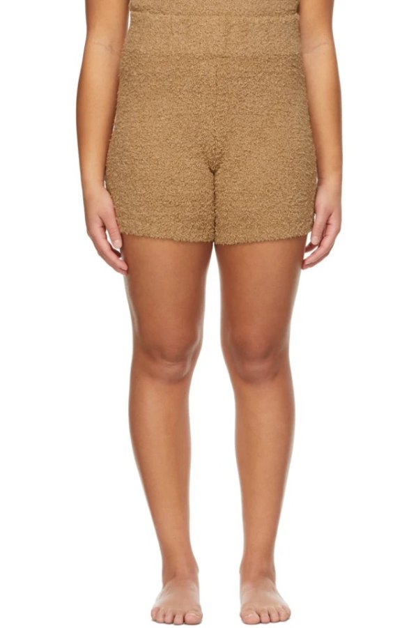 Brown Knit Cozy Shorts