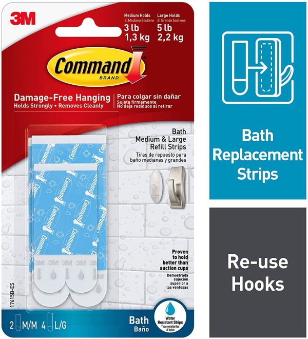Bath Water-Resistant Adhesive Refill Strips