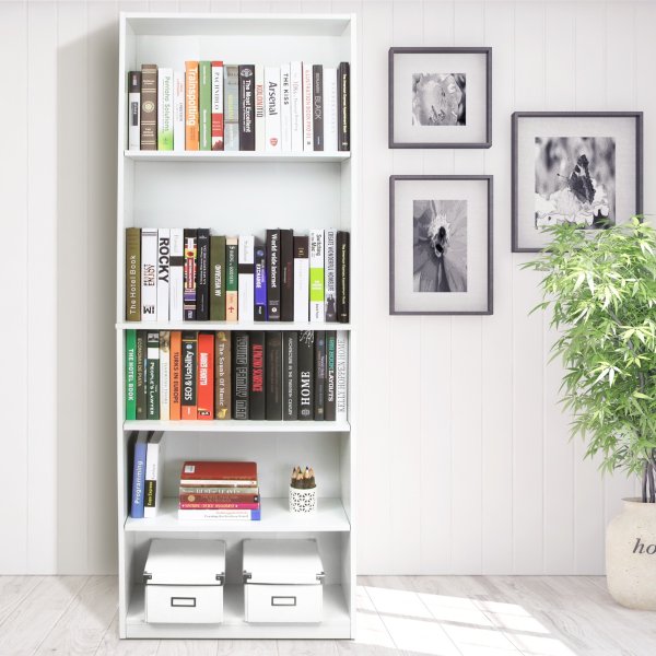Furinno JAYA Simply Home 5-Shelf Bookcase, Adjustable Shelves, White