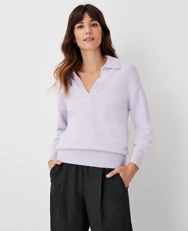 Collared V-Neck Sweater | Ann Taylor