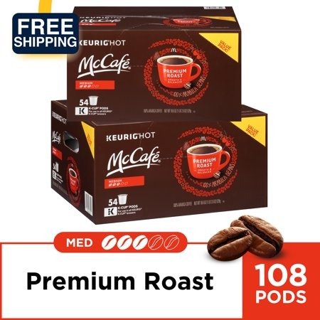 (2 Pack) McCafe Premium Roast Coffee K-Cup Coffee Pods 54 ct Box (108 Total Coffee Pods)