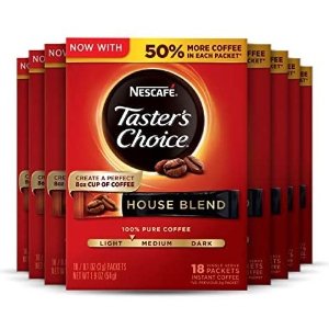 Nescafe Taster's Choice Instant Coffee, House Blend, 18 count (Pack of 8)