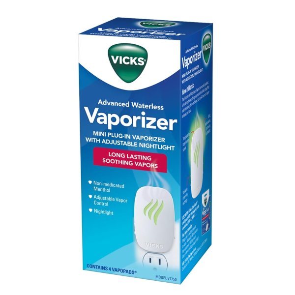 Advanced Soothing Vapors Waterless Vaporizer with Night Light and VapoPads to Help Relieve Discomfort from Colds and Flu , 1 Count