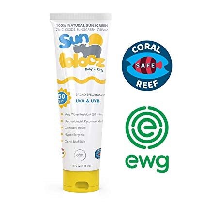 Sunblocz Baby + Kids Mineral Sunscreen, 50+SPF - Natural, Organic Sunblock, Zinc Oxide - Reef Safe,...