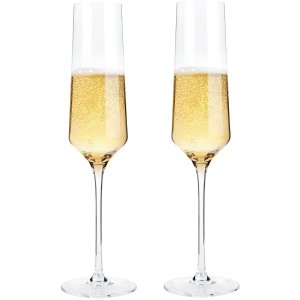 Bella Vino Crystal Champagne Flute Glasses