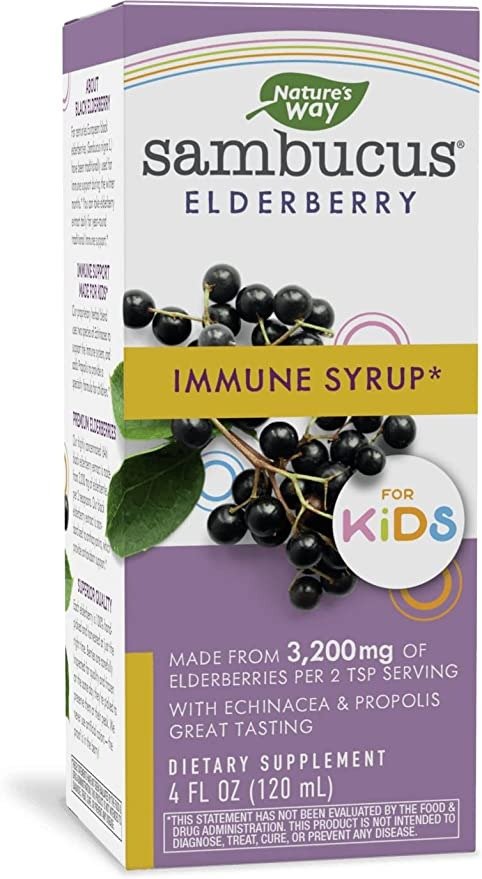 Sambucus Elderberry Immune Syrup for Kids*, Black Elderberry Extract, Echinacea, Propolis, 4 Oz.