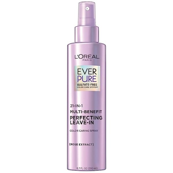 Leave In Conditioner Spray, 21-in-1 Multi Benefit Detangling, 450F Heat Protectant, Frizz Control, No Weigh Down with Coconut Oil, Sulfate Free & Vegan, EverPure 6.7oz