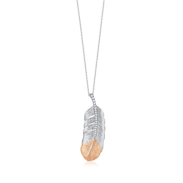 Love Decode 18K White & Red Gold Diamond Feather Pendant | Chow Sang Sang Jewellery eShop