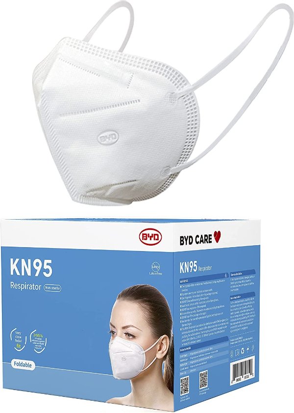 Disposable Respirator Mask with Ear Loop, Foldable, One Size, Box of 50