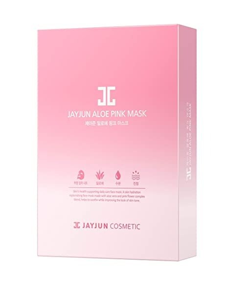 Aloe Pink Mask, 0.68 fl. oz, 20ml, Pack of 10 Sheets, Soothing, Hydrating, Aloe