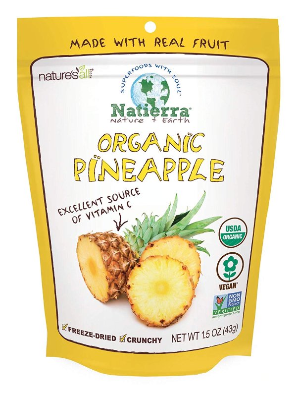Nature's All Foods Organic Freeze-Dried Pineapples, 1.5 Ounce