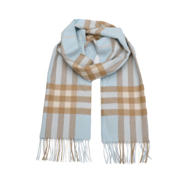 The Classic Check Cashmere Scarf in Blue