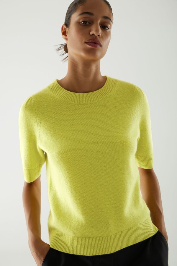 CASHMERE PUFF SLEEVE KNITTED TOP