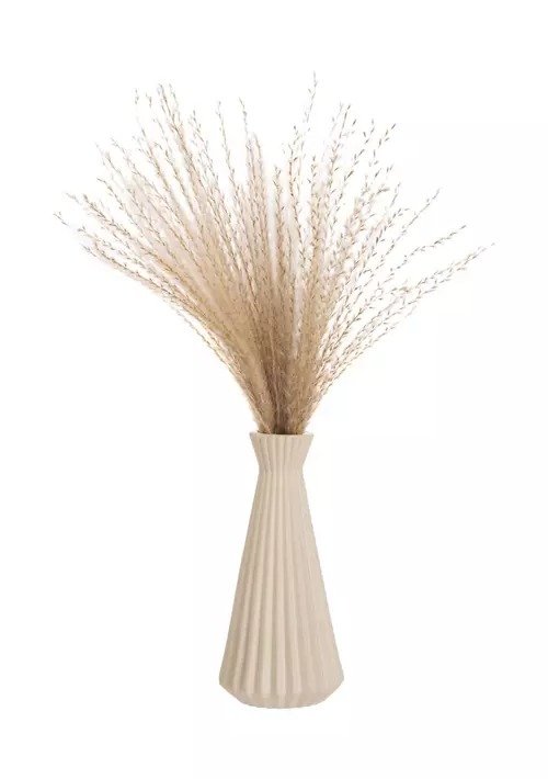 Home Essentials Ceramic Ribbed Vase with Faux Florals