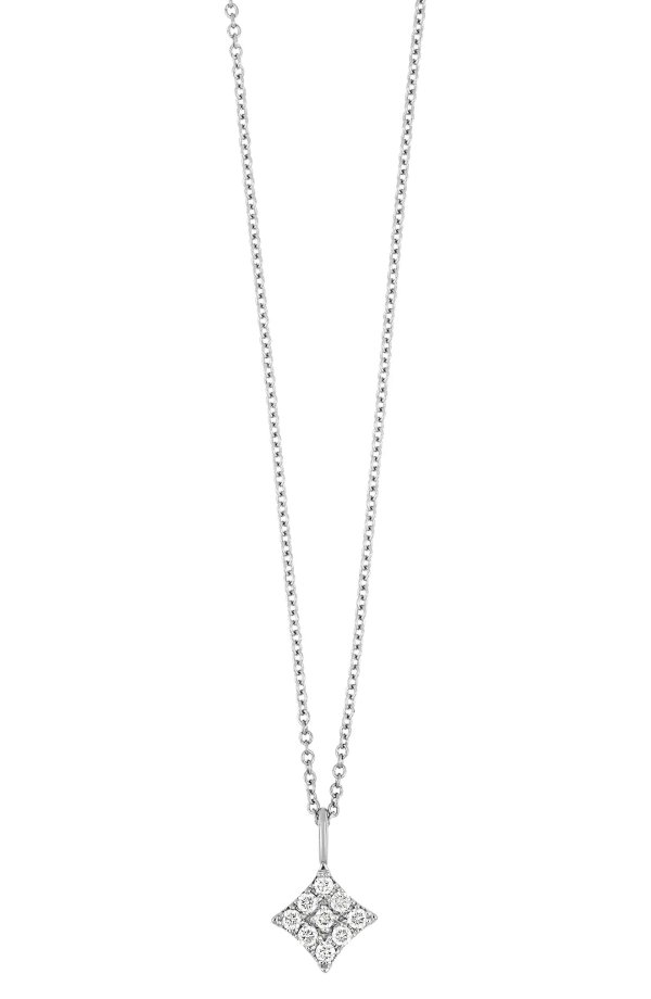 18k White Gold Prism Diamond Pendant Necklace - 0.13 ctw
