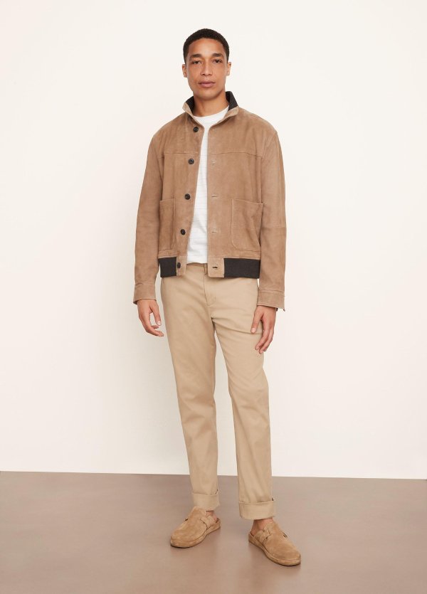 Suede Button-Front Jacket