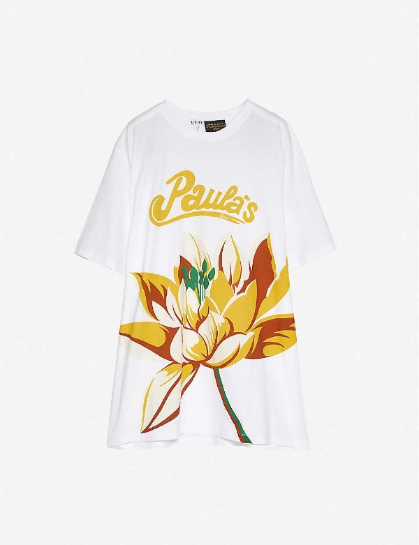 x Paula's waterlily-print cotton T-shirt