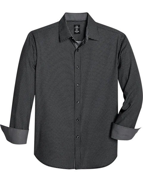 Michael Strahan 4-Way Stretch Modern Fit Sport Shirt, Black - Men's Shirts | Men's Wearhouse