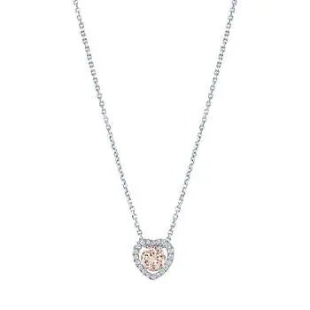 Morganite and Diamond 14kt White Gold Heart Necklace