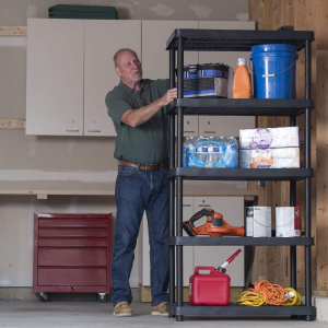 Keter 5-Shelf Heavy Duty Utility Freestanding Ventilated Shelving Unit Storage Rack, Black