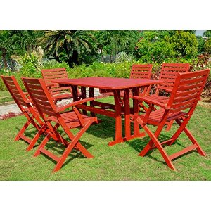 International Caravan RE-07-FA-127-6CH-BRD-IC Furniture Sciacca Acacia Wood Seven Piece Dining Group