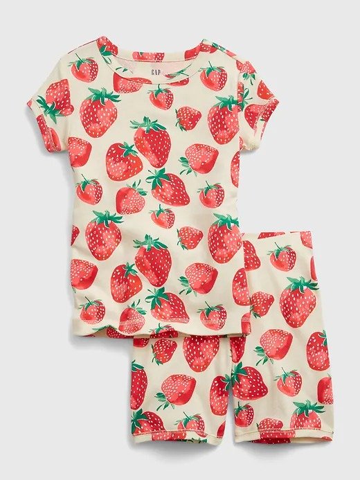 Kids Organic Cotton Strawberry Graphic PJ Set