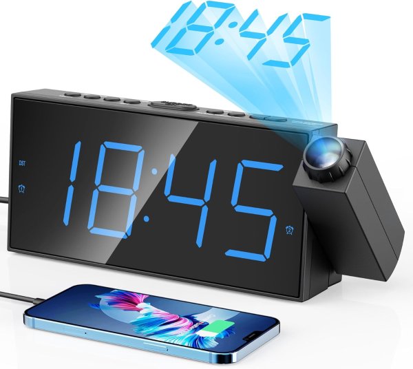 Mesqool Digital Projection Alarm Clocks for Bedrooms for Kids & Elderly