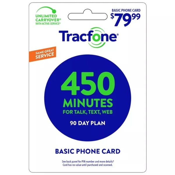 Tracfone 预付费卡 $50