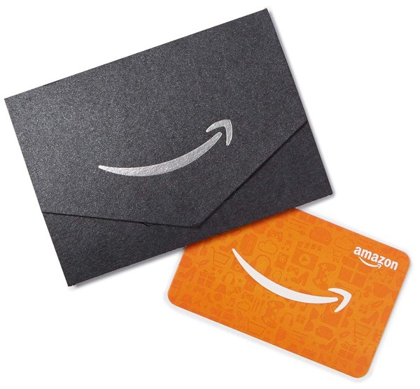 Amazon.com $10 Gift Card in a Black and Silver Mini Envelope