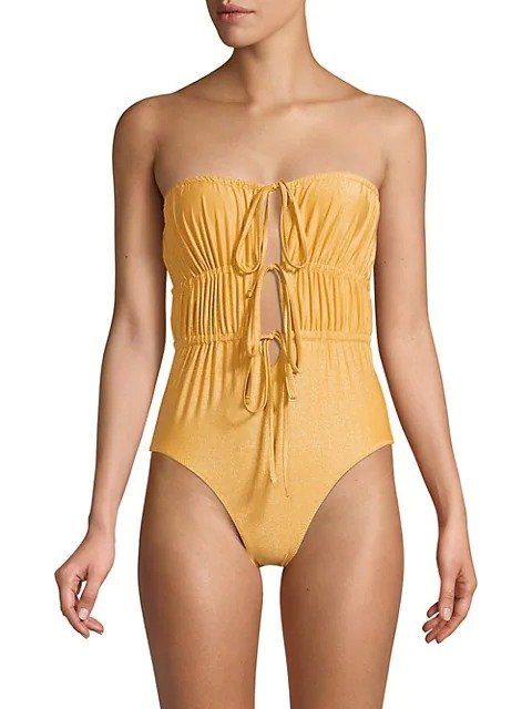 The Paula Ruched Tie-Front One-Piece Swimsuit