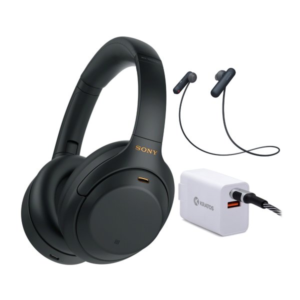 WH-1000XM4 Wireless Noise Canceling Over-Ear Headphones (Black) Bundle