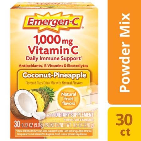 Emergen-C Vitamin C Drink Mix, Coconut-Pineapple, 1000mg, 30 Ct