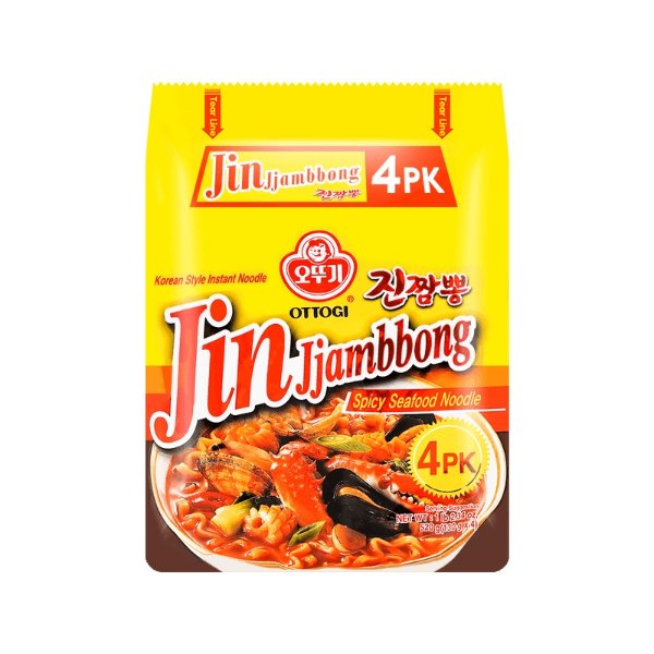 OTTOGI Jin Jjambbong Spicy Seafood Noodle 4 Pack 520g