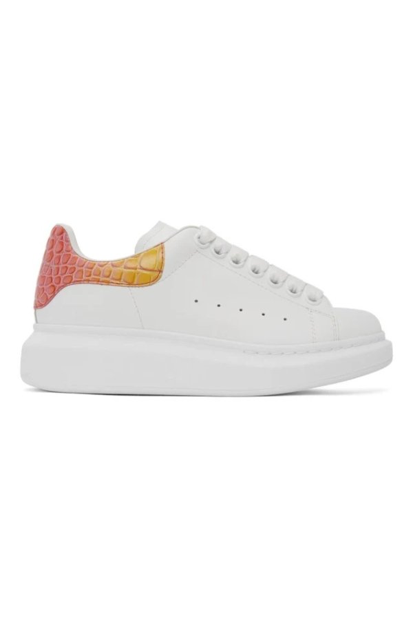 White & Pink Croc Oversized Sneakers