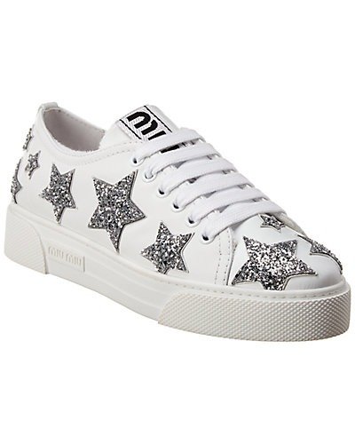 Leather Star Glitter Leather Sneaker