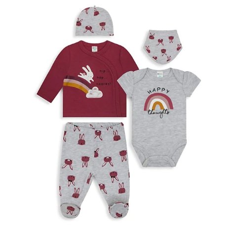 Baby Girl s 5-Piece Bunny Cardigan Set