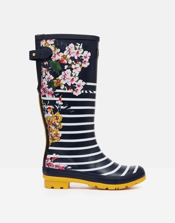 Printed Rain Boots With Adjustable Back Gusset