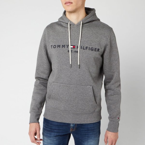 Men's Tommy Logo Hoody - Silver Fog