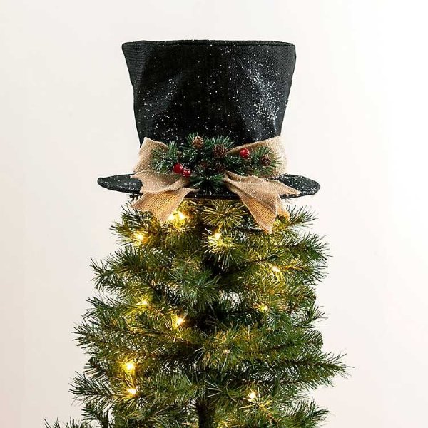 Hat with Rattan Bow Tree Topper