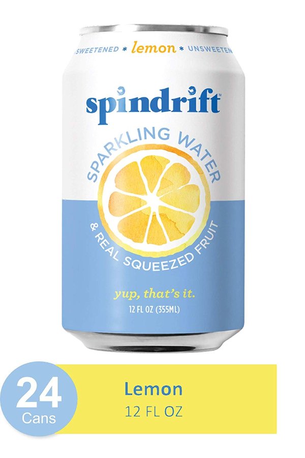 Lemon Sparkling Water, 12-Fluid-Ounce Cans, Pack of 24