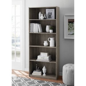 Mainstays 5-Shelf Wood Bookcase