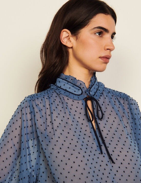 Dotted Swiss high-neck top