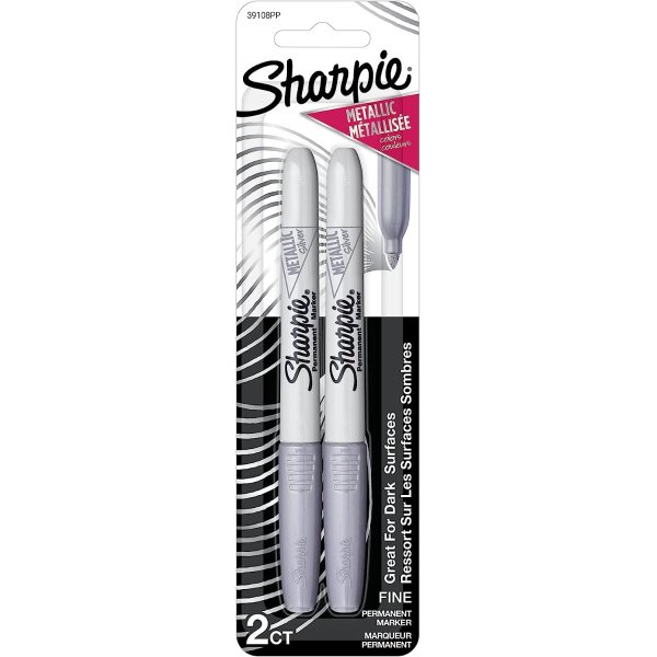 Metallic Permanent Markers, Fine Point, Silver, 2 Counthe home depot