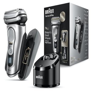 BraunRazor for Men Wet & Dry Electric Foil Shaver with ProLift Beard Trimmer, Cleaning & SmartCare Center & Charging Power Case, Galvano Silver