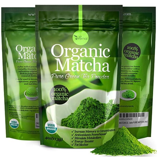 Organic Matcha Green Tea Powder USDA Certified - 100% Pure Matcha for Smoothies and Baking - 4oz by uVernal