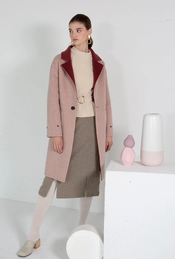 Elsa Wool Coat - Rose & Pink