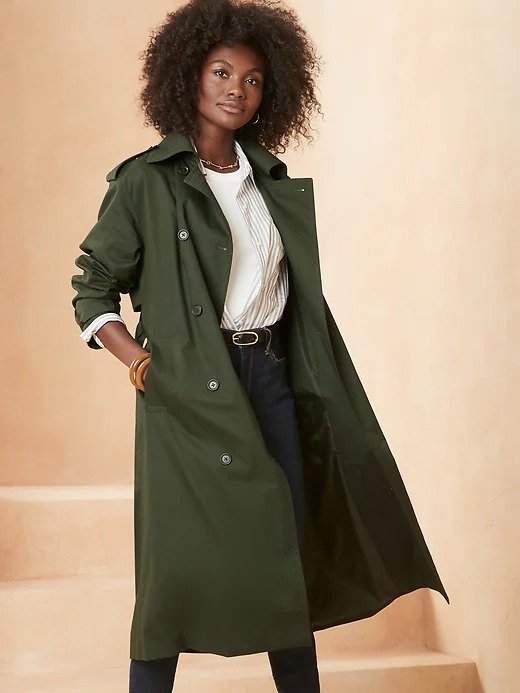 Deep Green Classic Cotton Twill Trench CoatPRODUCT DETAILSFABRIC & CAREFIT & SIZING