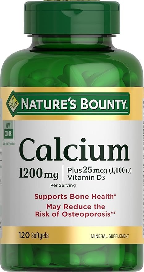 Calcium Carbonate & Vitamin D, Supports Immune Health & Bone Health, 1200mg Calcium & 1000IU Vitamin D3, 120 Softgels