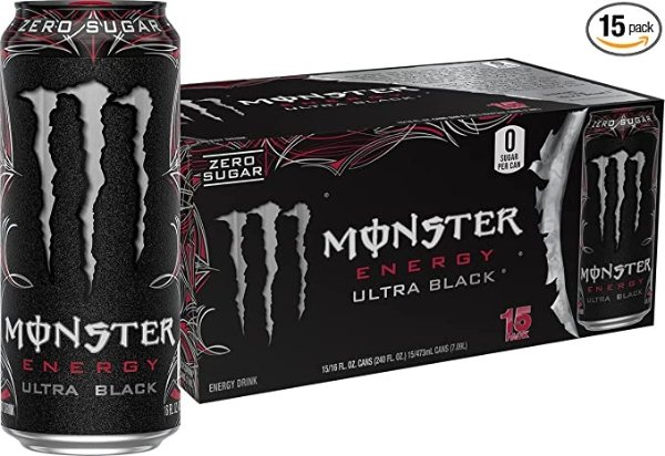 Ultra Black, Sugar Free Energy Drink, 16 Ounce (Pack of 15)