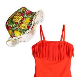 Seafolly Tutti Cutie Tropical-Print Swim Hat, Yellow/Multicolor @ Bergdorf Goodman